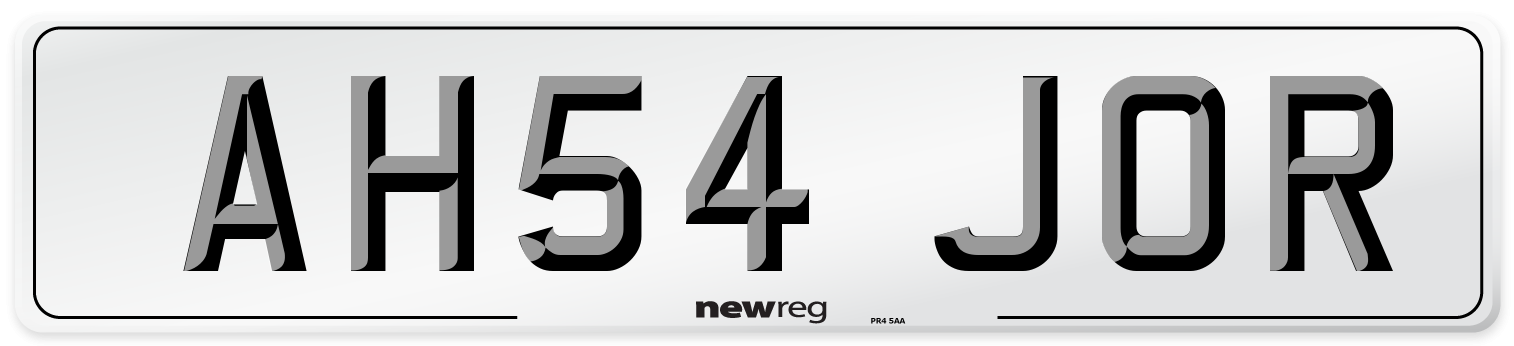 AH54 JOR Number Plate from New Reg